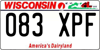 WI license plate 083XPF