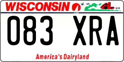 WI license plate 083XRA