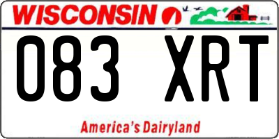 WI license plate 083XRT