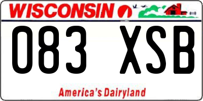 WI license plate 083XSB