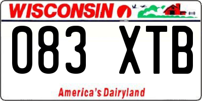 WI license plate 083XTB