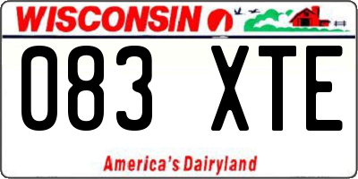 WI license plate 083XTE