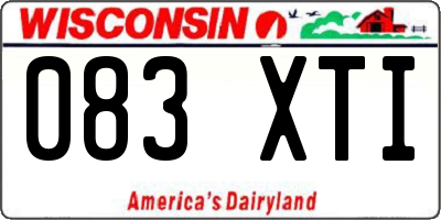 WI license plate 083XTI
