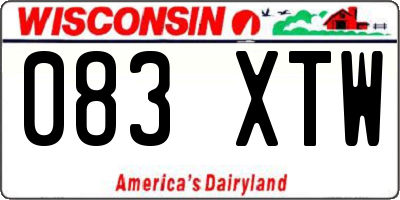 WI license plate 083XTW