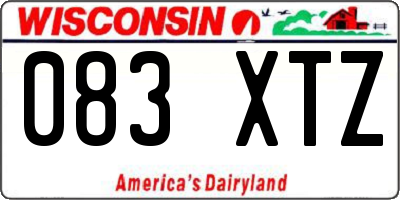 WI license plate 083XTZ