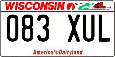 WI license plate 083XUL
