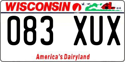 WI license plate 083XUX