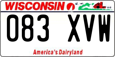 WI license plate 083XVW