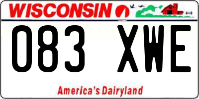 WI license plate 083XWE