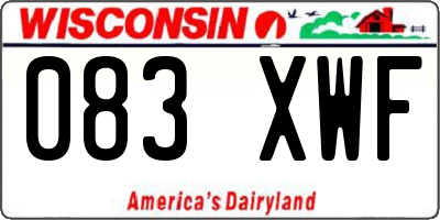 WI license plate 083XWF