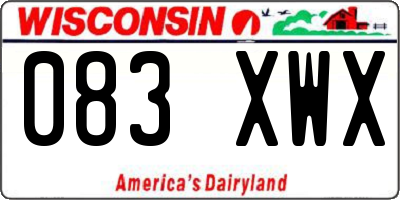 WI license plate 083XWX