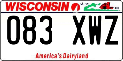 WI license plate 083XWZ