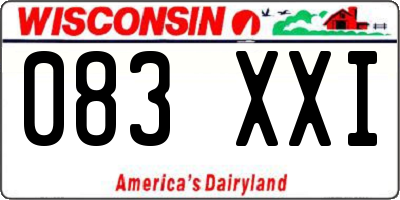 WI license plate 083XXI