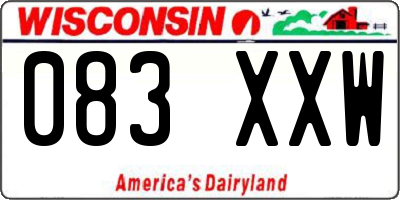 WI license plate 083XXW