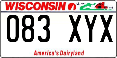 WI license plate 083XYX