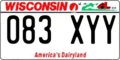 WI license plate 083XYY