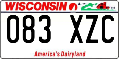 WI license plate 083XZC