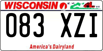 WI license plate 083XZI