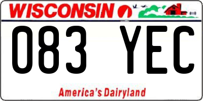 WI license plate 083YEC