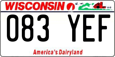 WI license plate 083YEF