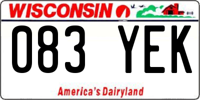 WI license plate 083YEK