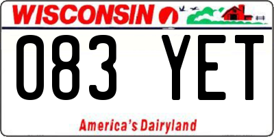 WI license plate 083YET