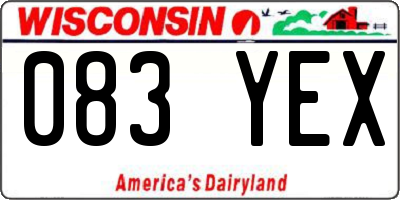 WI license plate 083YEX