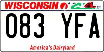 WI license plate 083YFA