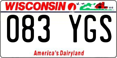 WI license plate 083YGS