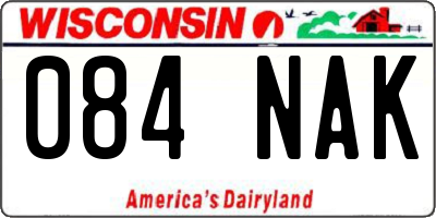 WI license plate 084NAK