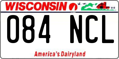 WI license plate 084NCL