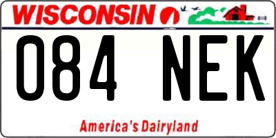 WI license plate 084NEK