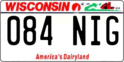 WI license plate 084NIG