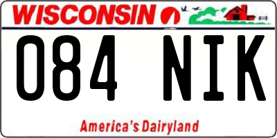 WI license plate 084NIK