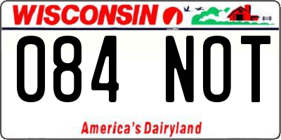 WI license plate 084NOT