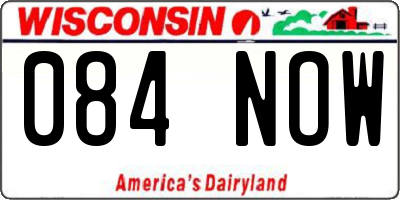 WI license plate 084NOW