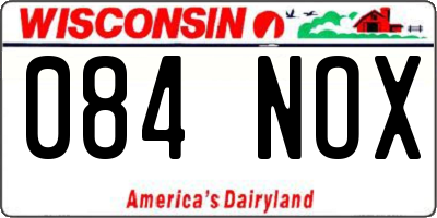 WI license plate 084NOX