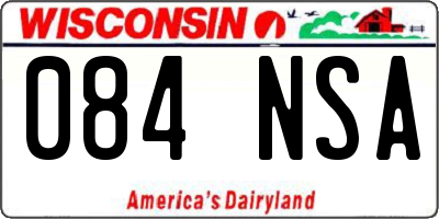 WI license plate 084NSA