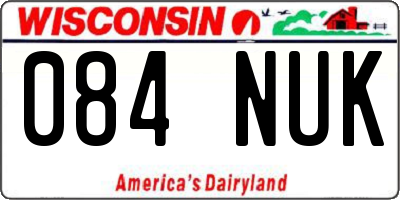 WI license plate 084NUK