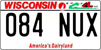 WI license plate 084NUX