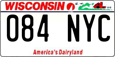 WI license plate 084NYC