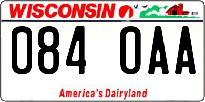 WI license plate 084OAA