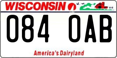 WI license plate 084OAB