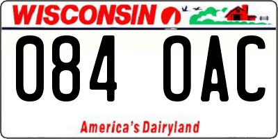 WI license plate 084OAC