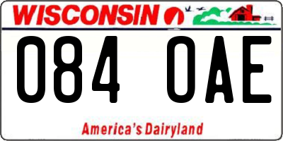 WI license plate 084OAE