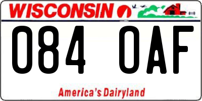 WI license plate 084OAF