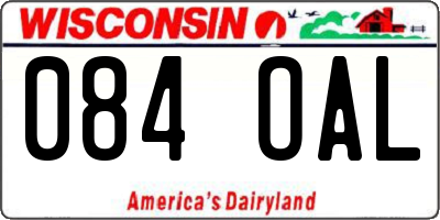 WI license plate 084OAL