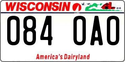WI license plate 084OAO
