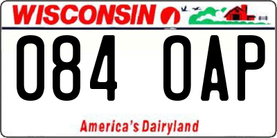 WI license plate 084OAP