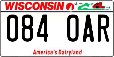 WI license plate 084OAR